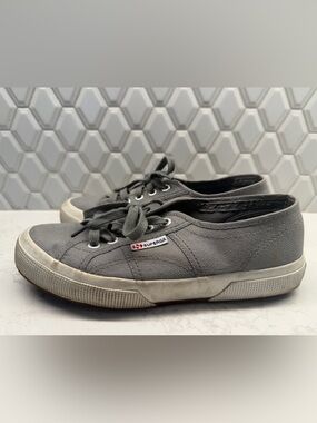 Superga Gray Canvas Lace-Up Sneakers